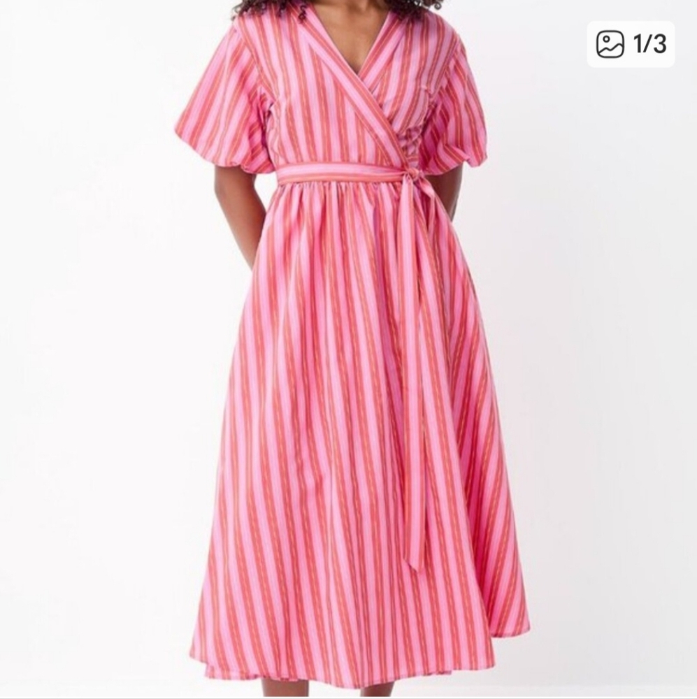 Pink Striped Wrap Dress FRNCH